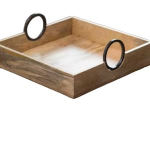 Organizador de comida de desayuno de madera natural sin terminar personalizado bandejas de servicio anidadas de madera con asas para decoración artesanal - Product Image 1