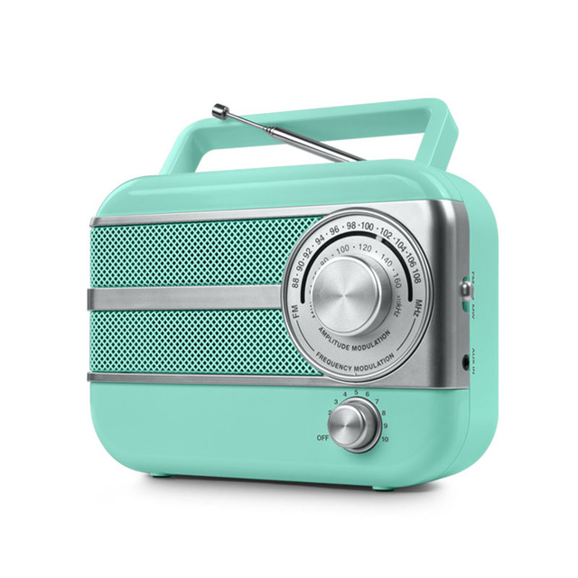 Best Price Retro Design Dual-Band Reception Analog Portable Radio Carrying Handle Built-In Speaker FM AM Powered AC/DC Aux Made