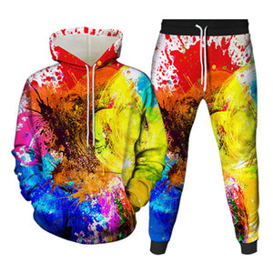 Conjunto Deportivo para Hombre y Mujer con Estampado Gráfico Multicolor, Sudadera con Capucha Sublimada, Ropa Deportiva Urbana para Parejas, Estilo Hip Hop - Product Image 5