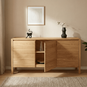 Commode convertible Sienna en bois de teck massif, design minimaliste et écologique, pour salon de style farmhouse - Product Image 1