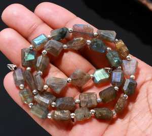 Natural Labradorite Faceted Nugget Beaded <b>Necklace</b> November Birthstone Gemstone Jewelry Handmade Labradorite <b>Statement</b> <b>Necklace</b> - Product Image 2