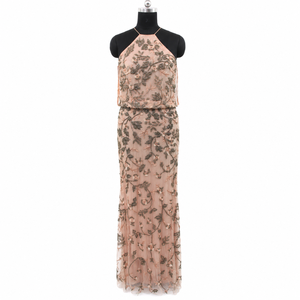 Luxury Women Floral Embroidered Evening Gown Elegant Halter Neck Maxi Dress 3D Applique <b>Sequin</b> Party Wedding Formal Occasion - Product Image 1