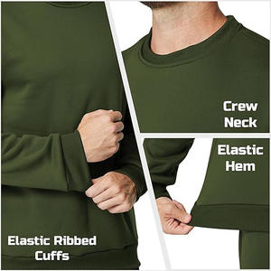 Men's Solid Color Cotton Fleece Pullover Sweatshirt Minimalist Crewneck Great for Office Lounge Outdoor Use for Winter Digital - Product Image 5