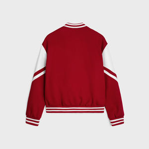 เสื้อแจ็คเก็ตวาร์ซิตี้สีแดงสำหรับผู้ชาย สไตล์พรีปปี้ ผ้าฟลีซ ปกคอพับ แขนเสื้อปกติ ใส่ได้ในฤดูใบไม้ร่วง - Product Image 2