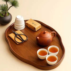 Oval Wooden Serving <b>Tray</b> Set Solid Wood Acacia <b>Tray</b> for Coffee Tea <b>Breakfast</b> Snack Decorative Rustic Farmhouse Display <b>Tray</b> - Product Image 2