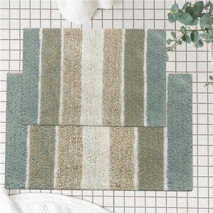 Striped Cotton Bath <b>Mats</b> Rectangle Non-Slip Tufted Rug <b>Set</b> of 2 Modern Home <b>Bathroom</b> Floor <b>Mat</b> with Rubber Backing - Product Image 5