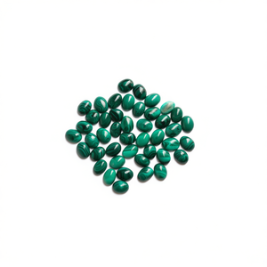 Malachite naturelle ovale cabochon, pierre précieuse brute polie verte pour la fabrication de bijoux - Product Image 2