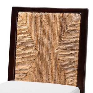 เก้าอี้รับประทานอาหารผ้าหญ้าทะเลและไม้มะฮอกกานีเก้าอี้ด้านข้างสีน้ำตาล/ขาวธรรมชาติ - Product Image 3