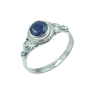 Bague en saphir bleu, argent sterling 925 pur, bague minimaliste avec pierre bleue, bagues de fiançailles pour femmes, bijoux en saphir pour femmes - Product Image 1