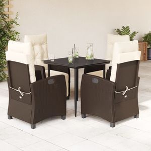 5 pezzi marrone Poly Rattan Patio Set da pranzo con cuscini eleganti mobili da esterno - Product Image 1