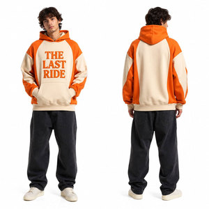 Sweat-shirt à capuche The Last Ride pour homme, orange crème, manches raglan, coupe ample, en coton French Terry, style streetwear décontracté pour l'automne - Product Image 2