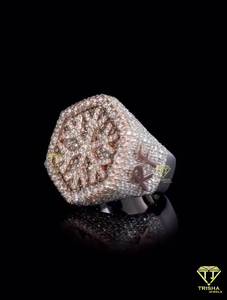 Designer Initial Moissanite Diamond <b>Ring</b> White Gold Luxury <b>Statement</b> <b>Ring</b> - Product Image 4