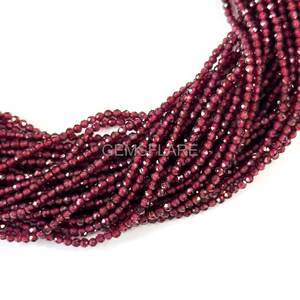 Cuentas redondas microfacetadas de granate rojo natural de 2 mm, pequeñas cuentas de granate para la fabricación de joyas, cuentas sueltas facetadas con corte de diamante al por mayor. - Product Image 2