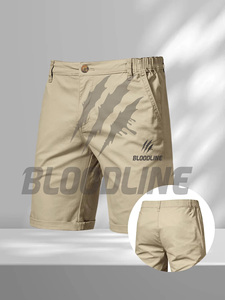 Shorts Bermuda en coton noir pour homme, taille élastiquée, coupe droite, respirants, en maille, décontractés - Product Image 5