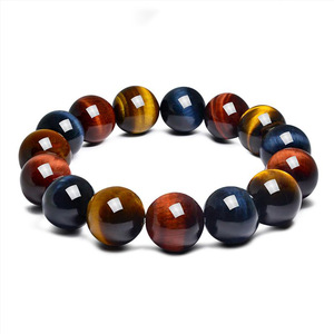 Pulsera de cuentas de piedra natural, bola redonda clásica, joyería de regalo unisex - Product Image 1