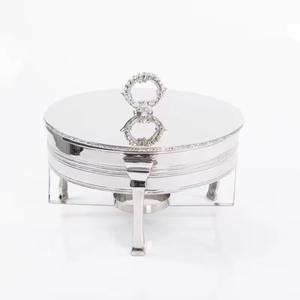 Recipiente Ovalado de Acero Inoxidable Plateado de Lujo con Soporte para Calentar Comida Tipo Buffet, para Hoteles y Servicios de Catering - Product Image 1