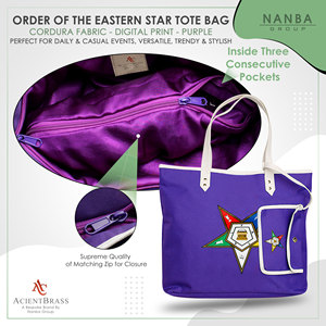 Sac fourre-tout imperméable violet avec broderie étoile orientale maçonnique et fermeture éclair |   Sac de shopping unisexe pour l'extérieur - Product Image 5