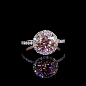 Bague de fiançailles avec halo en diamant rose vif cultivé en laboratoire - Product Image 1