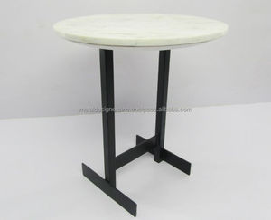 Tabouret de jardin rond en marbre design industriel Table d'appoint intérieure et extérieure pour salon chambre école hall Table d'appoint polyvalente - Product Image 2