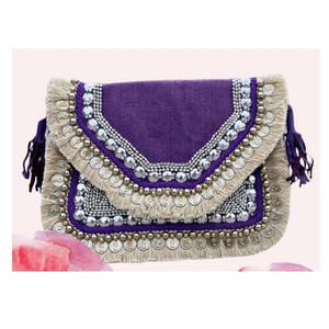 Style bohème indien fait à la main perlé femmes sac de messager nouvelle Collection géométrique soirée Shopping pochette sac à bandoulière fermeture éclair - Product Image 6
