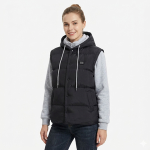 Veste chauffante pour homme et femme avec panneaux contrastés, design personnalisé 2026, avec manches amovibles pour l'hiver en plein air - Product Image 5