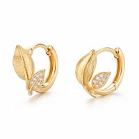 Boucles d'oreilles créoles pendantes en or avec feuilles et pierres CZ étincelantes pour femme, bijoux fins élégants et luxueux