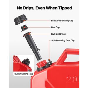 Contenitore per Carburante in Metallo da 5,3 Galloni con Maniglia Comoda, Tappo Erogatore con Flusso Massimo di 6 L/min, Antigoccia, per Uso Industriale - Product Image 1