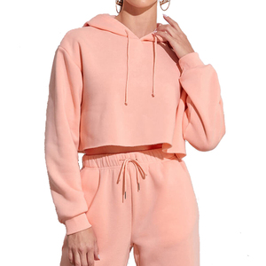 Sudadera Corta para Mujer, Color Sólido, Tejida en Algodón y Fibra de Bambú, Informal, para Otoño, Manga Regular, Largo Corto - Product Image 2