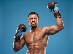 Gants de boxe en cuir Dumela Marron Bleu avec bordure cuivrée 6oz-16oz Équipement d'entraînement - Product Image 5