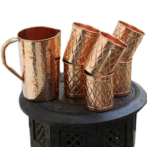 Moscou Mule Tasse Ensemble De 4 avec 1 Verre En Acier Inoxydable 100% Solide Cuivre Fabriqués À la Main Tasses Maison et restaurant utiliser cuivre tasses - Product Image 6