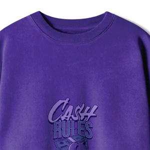 Sweat-shirt unisexe à col rond surdimensionné, pull décontracté imprimé sur le devant, motif 'Cash Rules Everything Me', pour l'automne, 100% coton - Product Image 2