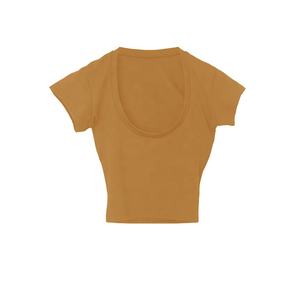 T-shirt court décontracté à manches courtes pour femmes, 100% coton, à la mode, avec logo personnalisé - Product Image 1