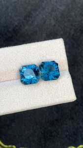 Pierre précieuse naturelle Topaze bleue de Londres, taille carrée, bleu profond, pierre brute du Brésil pour la fabrication de bijoux fins - Product Image 2