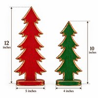 Ensemble de 2 sapins de Noël en bois de qualité supérieure, décoration de table de salon, sapins de Noël festifs, rouge et vert, vente en gros personnalisée
