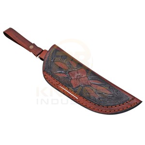 Étui à couteau en cuir avec logo personnalisé, fait main en cuir de vachette, étui de ceinture pour couteau à lame fixe, pour la chasse, le camping, EDC - Product Image 5