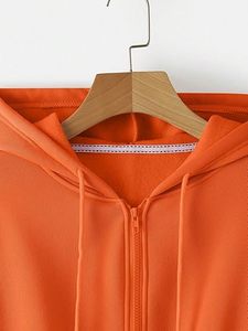 Sudaderas con Capucha Cortas de Algodón con Logotipo Personalizado al por Mayor para Mujer, Sudaderas Cortas de Gran Tamaño para Mujer - Product Image 3