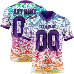 Camiseta de Fútbol Americano Personalizable con Estampado Floral Hawaiano, Cuello en V, Manga Corta, Transpirable, Elástica en Cuatro Direcciones, Ecológica - Product Image 1
