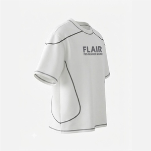 High Quality Custom Logo Streetwear T-<b>Shirt</b> Men Blank <b>White</b> Contrast Stitch Panels Drop Shoulder Oversized Tee - Product Image 4
