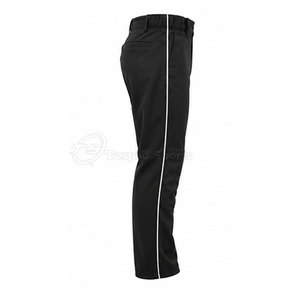 Pantalon de sport noir pour homme avec bandes latérales blanches, couleur unie, en polyester, coupe classique, fermeture boutonnée, style baseball - Product Image 4