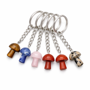 พวงกุญแจคริสตัลรูปเห็ดธรรมชาติ พวงกุญแจพลอยผสม เลือกหินของคุณเอง คริสตัลบำบัด สำหรับเป็นของขวัญและขายส่ง - Product Image 1