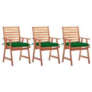 Set di 3 Sedie da Giardino in Legno di Acacia Naturale Massiccio, Arredamento Standard per Esterni - Product Image 1