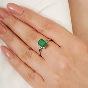 Bague fine en argent sterling 925, 100 % authentique, avec pierre précieuse onyx vert, prix de gros, pour femme, idéale pour les mariages et les soirées. - Product Image 4