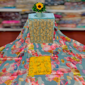 Brands High Quality Lightweight Dirac Somali Sky Blue Girls Wedding Dress Lurex Jacquard Slub Twill Woven Techniques - Product Image 1