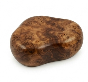 Irregular Burl Wood Office Organizer <b>Storage</b> <b>Box</b> with Sliding <b>Lid</b>-Customized Size & Shape for Keptakes and <b>Small</b> Items - Product Image 1