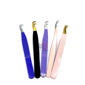 Juego de Pinzas de Precisión para Pestañas, Acero Inoxidable, Punta Suave, Color Morado, Rosa, Negro, Dorado, para Extensión de Pestañas - Product Image 1