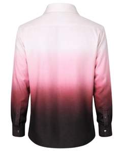 Camisa Formal para Hombre en Degradado Rosa y Negro, Algodón Premium, Manga Larga, Cierre de Botones, Estilo Casual Elegante, Fabricante OEM Personalizado, Suministro al por Mayor - Product Image 2