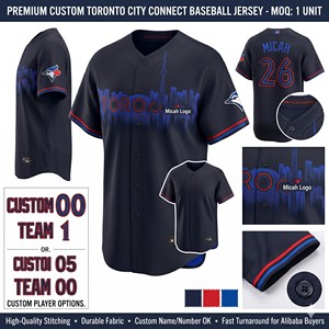 Maillot de baseball pour homme des Blue Jays de Toronto, personnalisé, sublimé, manches courtes, respirant, en polyester, uniforme toutes saisons, coupe classique - Product Image 4