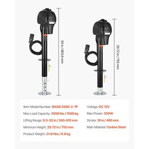 Martinetto Elettrico Rinforzato per RV, Capacità 3500 Libbre, Connettore a 7 Pin, Manovella Manuale, per Rimorchi Cargo e Utilitari Resistenti alle Intemperie - Product Image 4