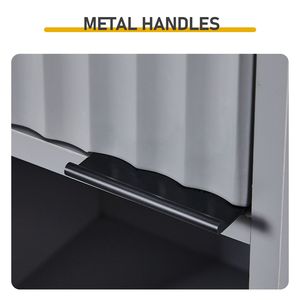 Mobile Bagno a Due Ante e Due Ripiani con Finitura in Melaminico, Griglia in MDF Termoformato, 30x28x170cm, in Truciolato Grigio per Spazi Ristretti - Product Image 4