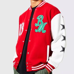 2026 New Design Custom Winter Varsity <b>Jacket</b> for <b>Men</b> Genuine <b>Leather</b> College Bomber with Stand Collar Vintage Embroidery LOW MOQ - Product Image 1